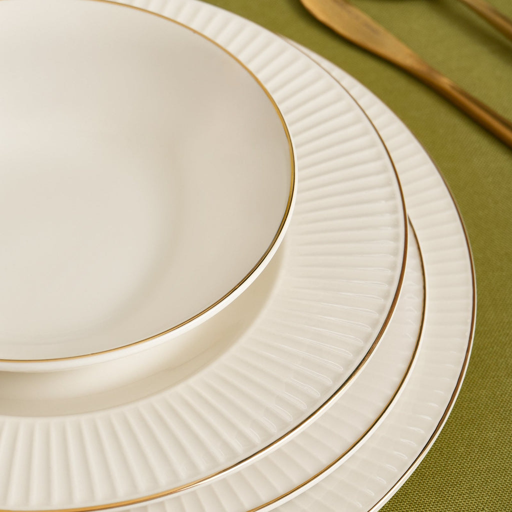 Karaca Stream Bone Massimo Service De Table Doré 24 Pièces
