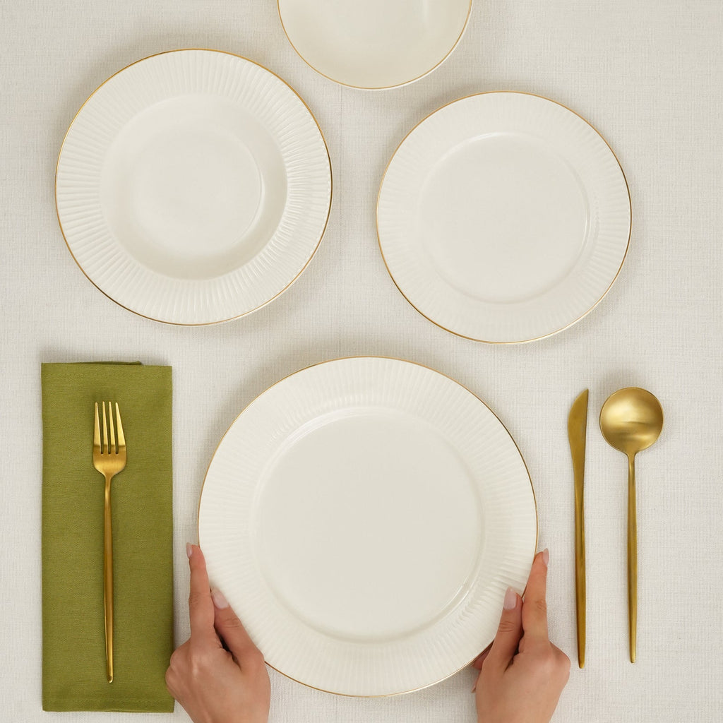 Karaca Stream Bone Massimo Service De Table Doré 24 Pièces