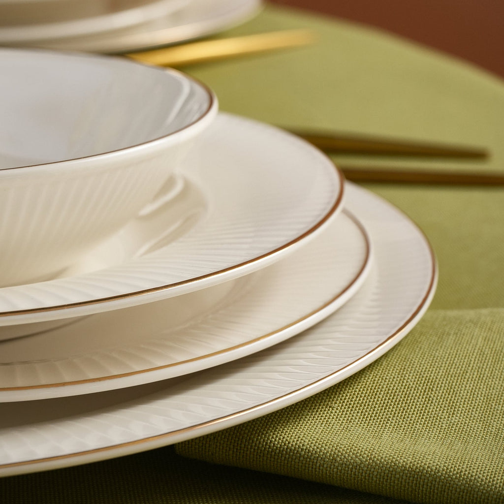 Karaca Stream Bone Massimo Service De Table Doré 24 Pièces