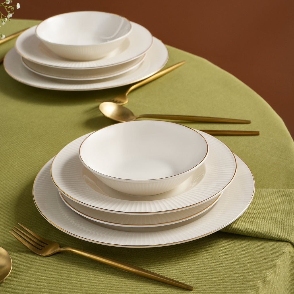 Karaca Stream Bone Massimo Service De Table Doré 24 Pièces