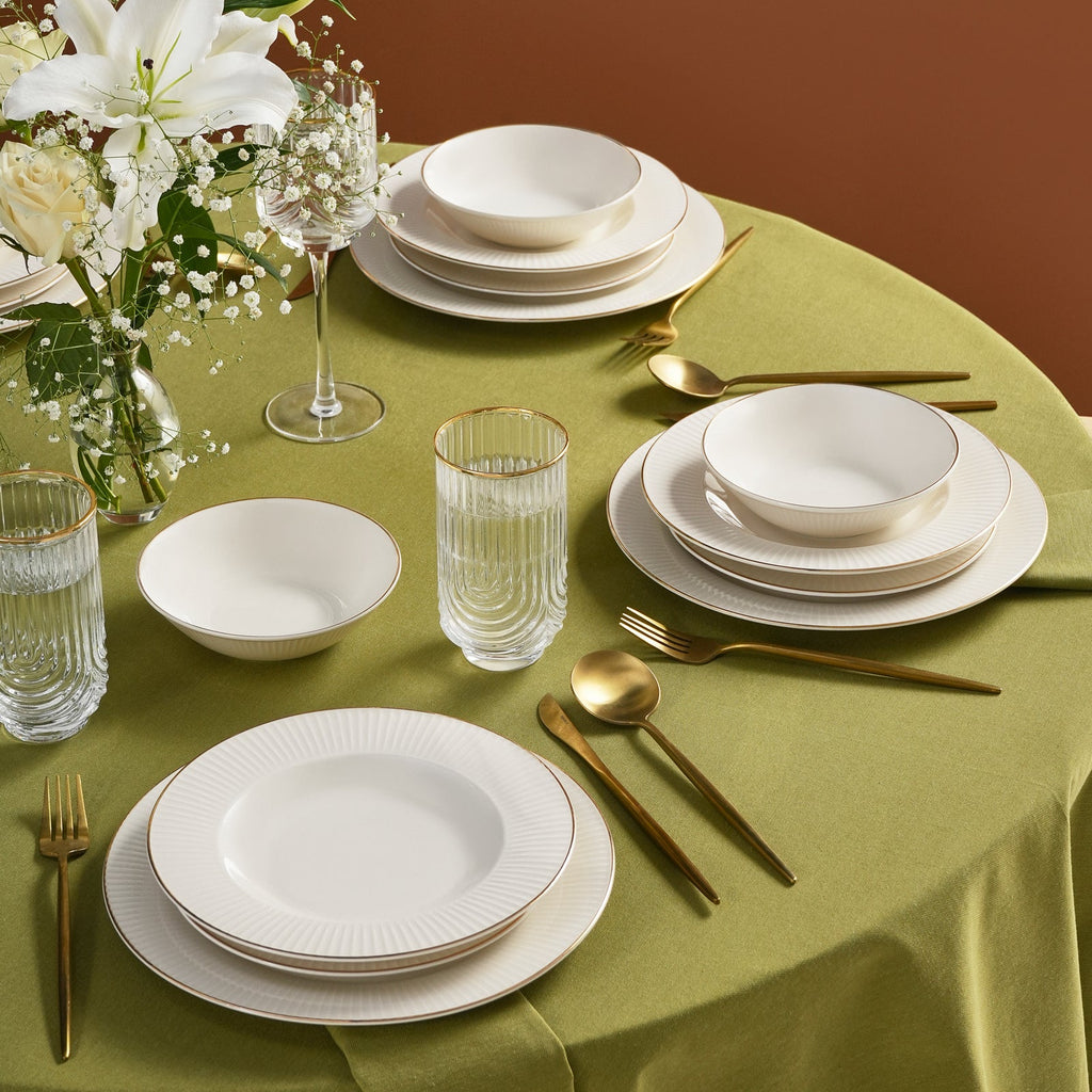 Karaca Stream Bone Massimo Service De Table Doré 24 Pièces