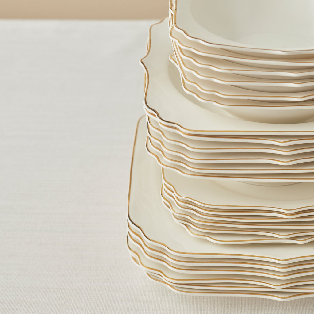 Karaca Stream Bone Vintage Service de Table 24 Pièces pour 6 Personnes, Doré