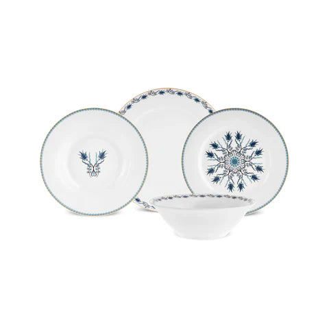 Service de table Karaca Forever Bone China Iznik 24 pièces pour 6 personnes, Multicolore