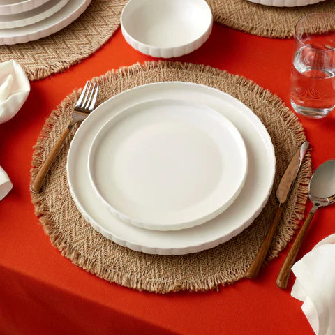 Service de table Karaca Stream Bone China Pumpkin 24 pièces pour 6 personnes, Blanc