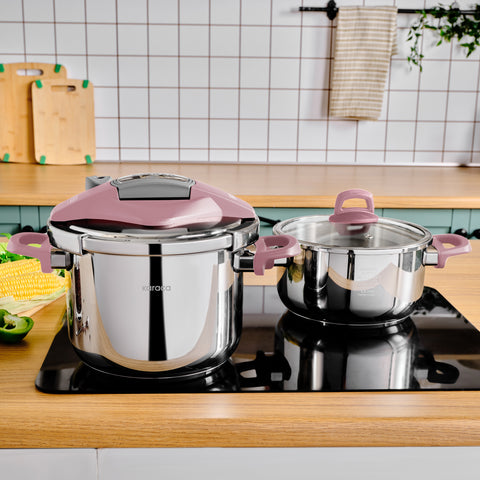 Ensemble d'autocuiseurs Karaca Perfect 4 + 6 L, rose
