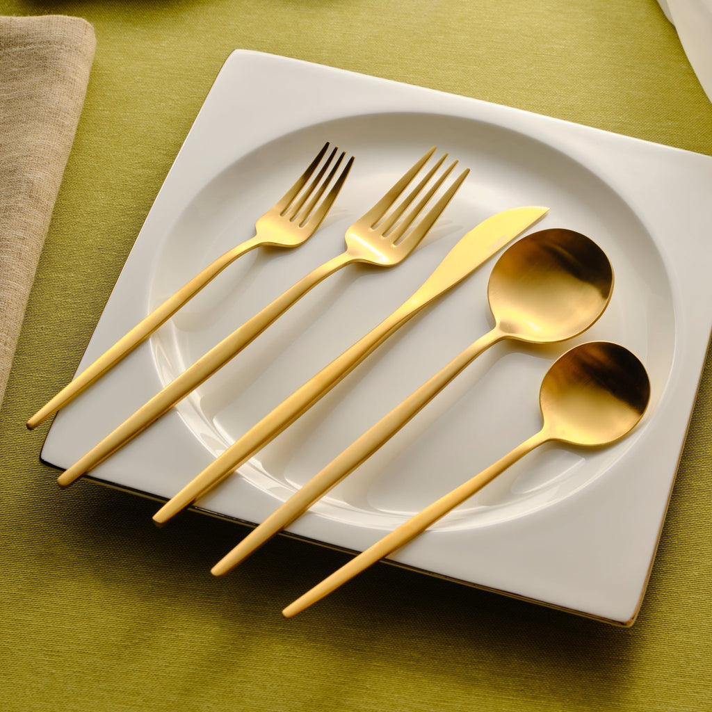 Set De Couverts Karaca Matte Gold Pour 12 Personnes, 60 Pièces