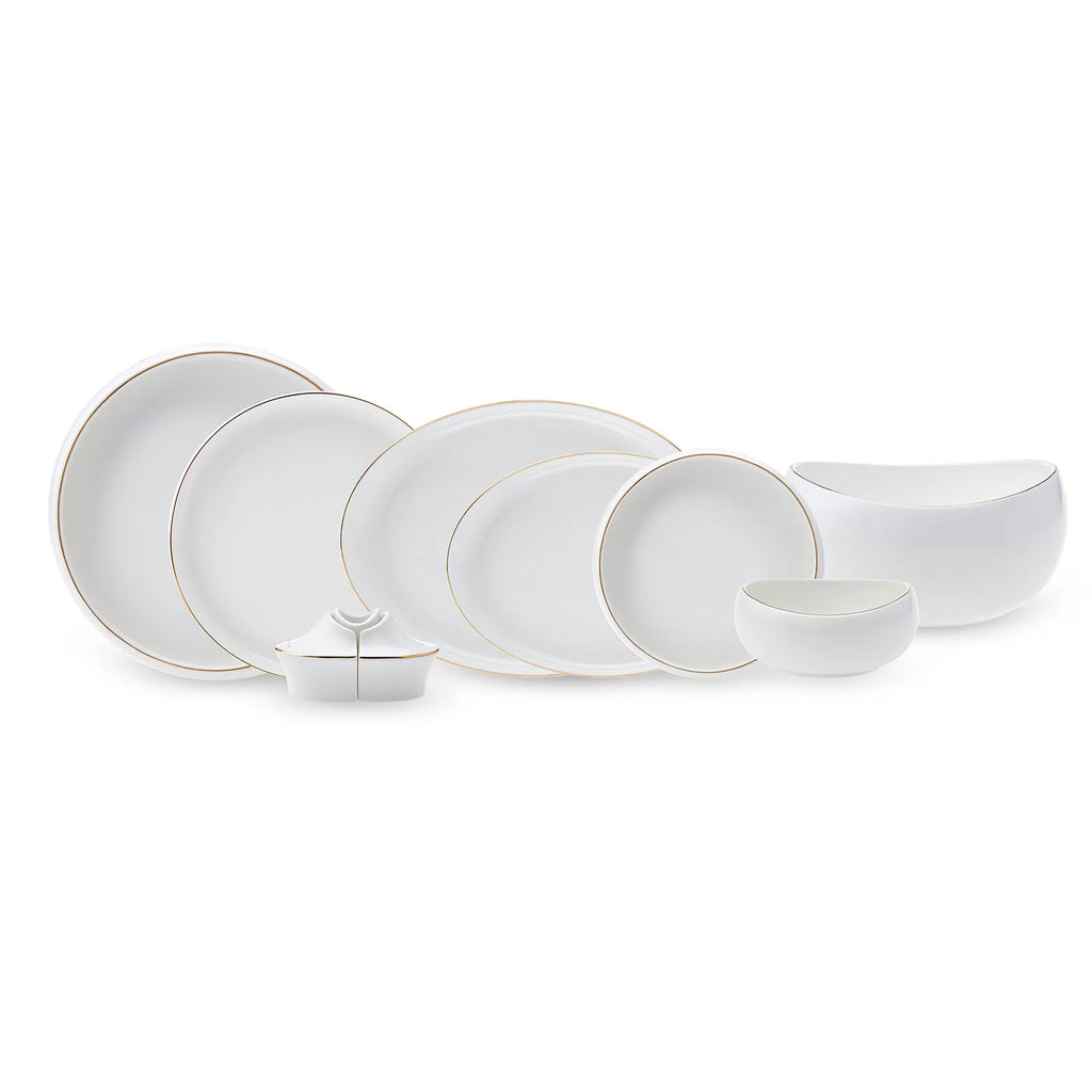 Karaca Red Carpet Collection Service de table en porcelaine Streamline Hole pour 12 personnes, 59 pièces, doré