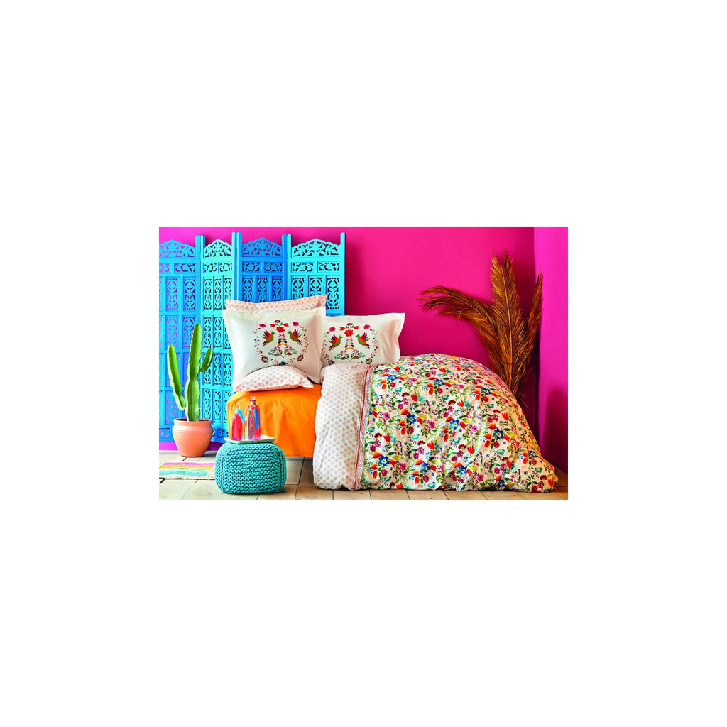 Parure de lit Karaca Home Parlin 100% coton, pour lit double, fuchsia