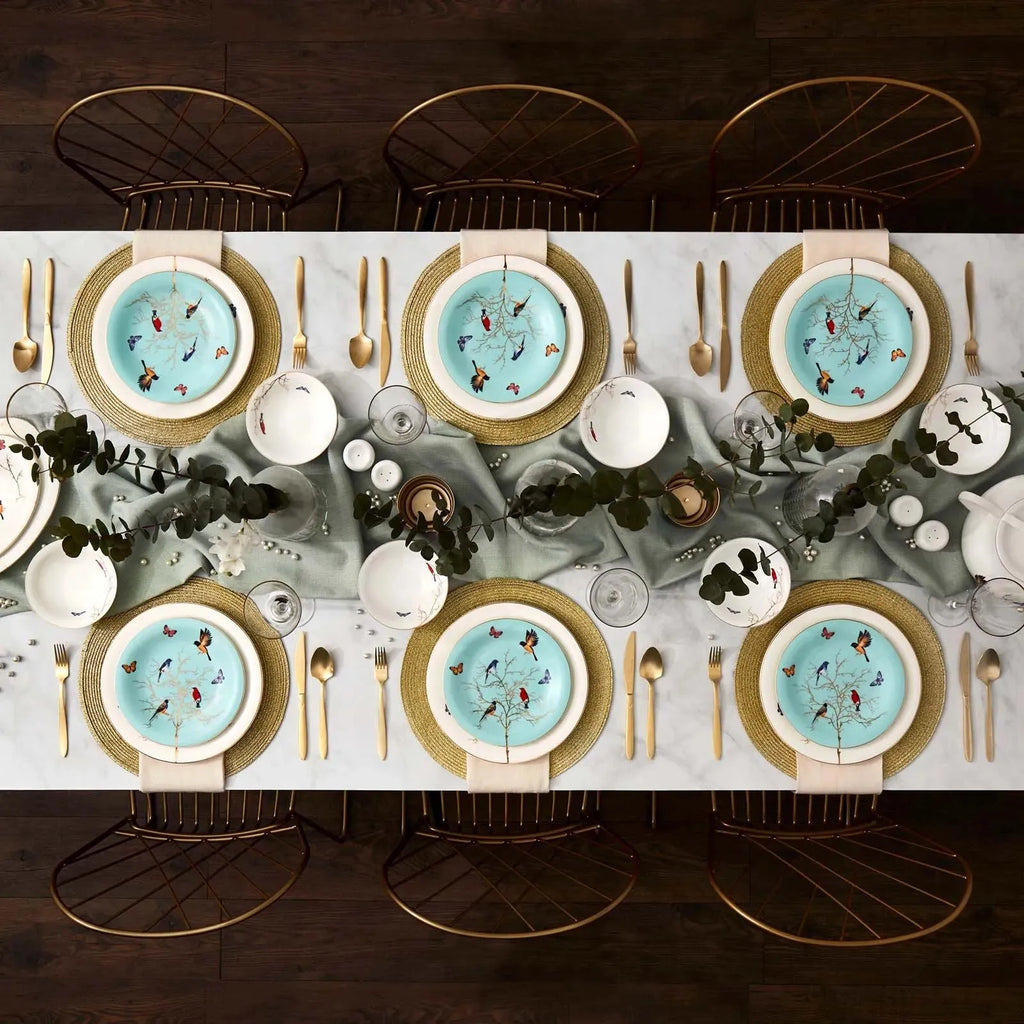 Service de table Karaca Fine Pearl Grace pour 12 personnes, 58 pièces, vert menthe