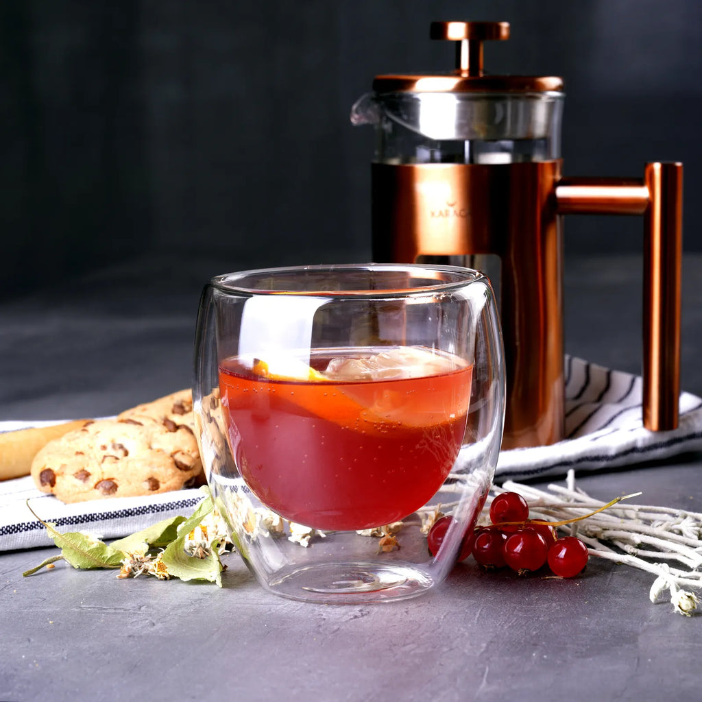 Coffret de tasses à latte Karaca à double paroi en verre borosilicate pour 2 personnes, 350 ml