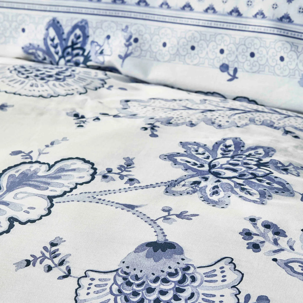 Parure de lit Karaca Home Amar avec housse de couette 100 % coton pour lit double, bleu