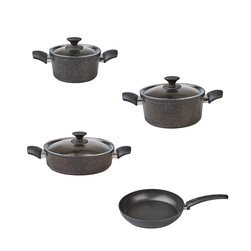 Ensemble de Cuisson Karaca Biogranit Noir et Or V1, 7 Pièces