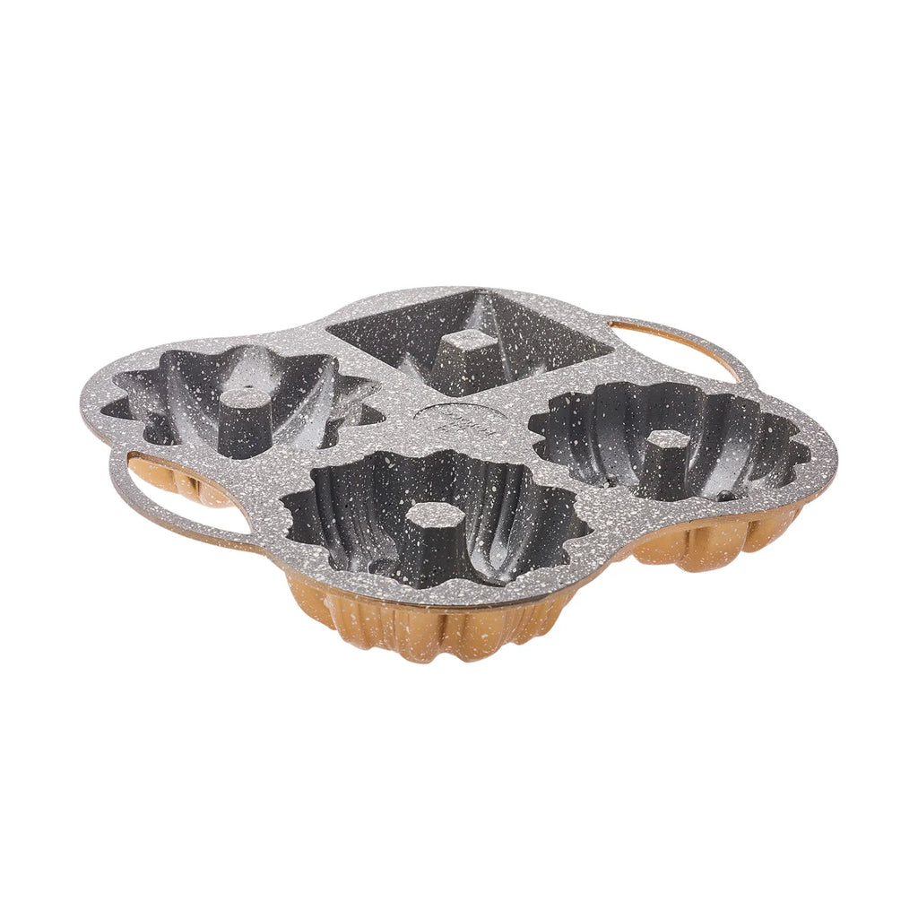 Moule à Gâteau Karaca Cake Pro en Fonte Dorée - Set de 4