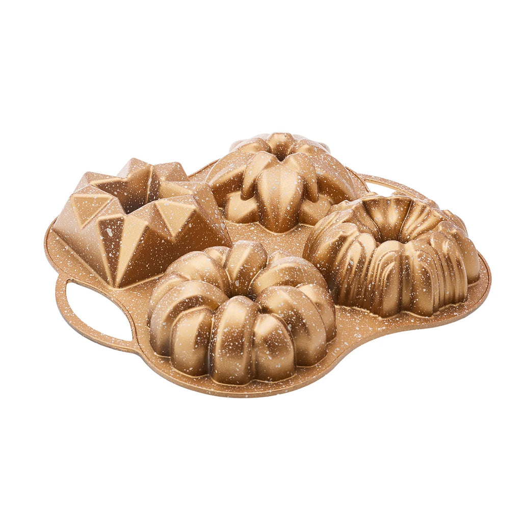 Moule à Gâteau Karaca Cake Pro en Fonte Dorée - Set de 4