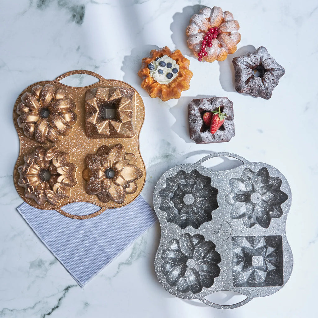 Moule à Gâteau Karaca Cake Pro en Fonte Dorée - Set de 4
