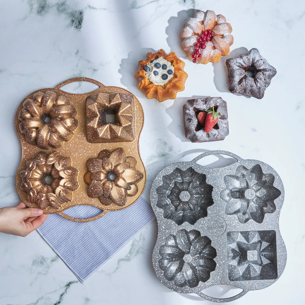 Moule à Gâteau Karaca Cake Pro en Fonte Dorée - Set de 4