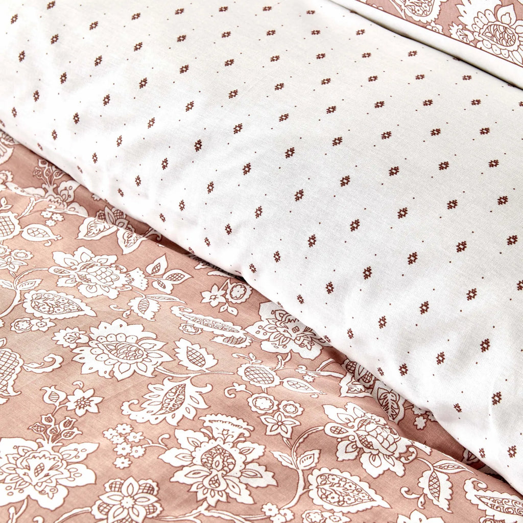 Parure de lit Karaca Home Celerina avec housse de couette 100 % coton pour lit double, rose