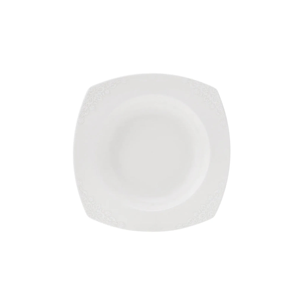 Service de table Karaca New Suha en porcelaine pour 12 personnes, 60 pièces carrées/rectangulaires, couleur crème