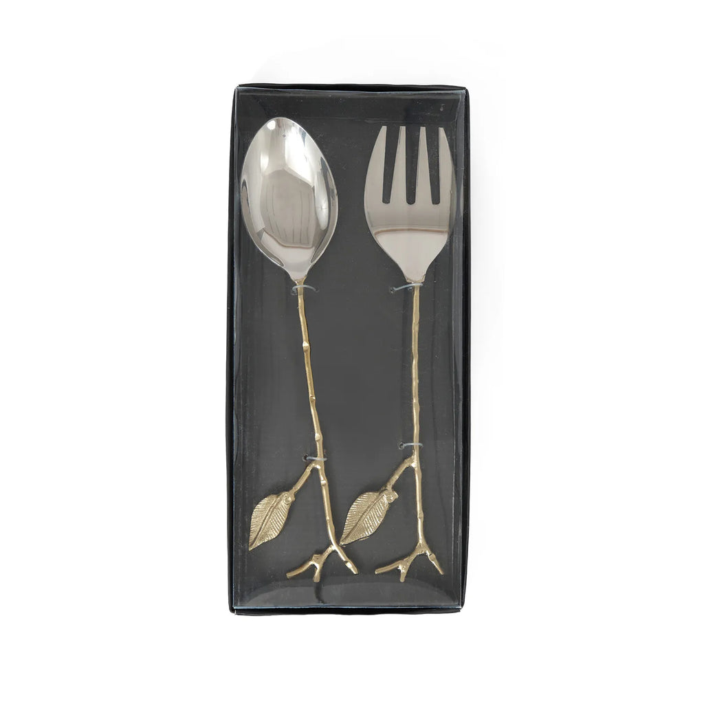 Ensemble de couverts et de cuillères de service Karaca Home Leaf, or