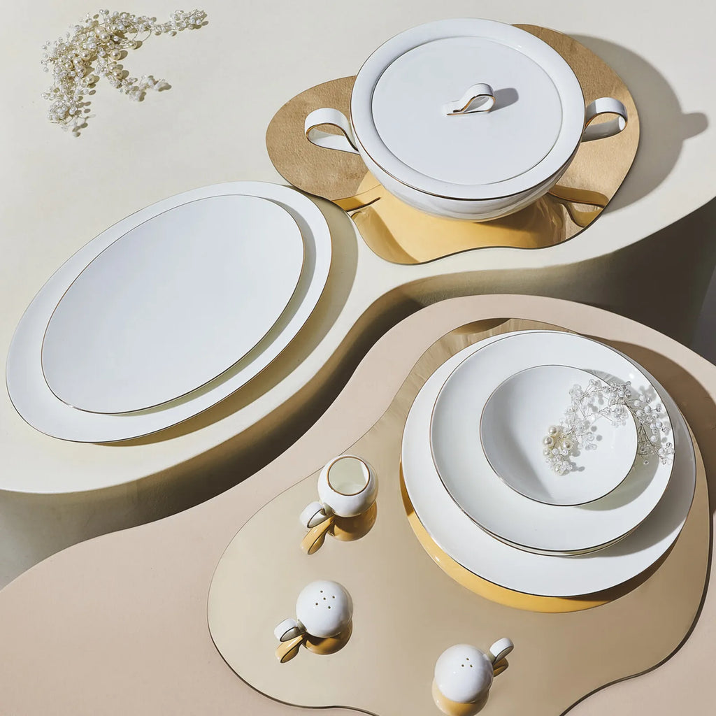 Karaca Red Carpet Collection Service de table Fine Pearl Extra Chanak pour 12 personnes, 62 pièces, doré