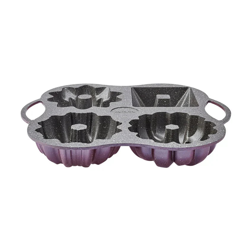 Moule à Gâteau Décoratif Karaca Cake Pro en Fonte d'Aluminium, 4 Pièces, 28 cm x 35 cm, Rose