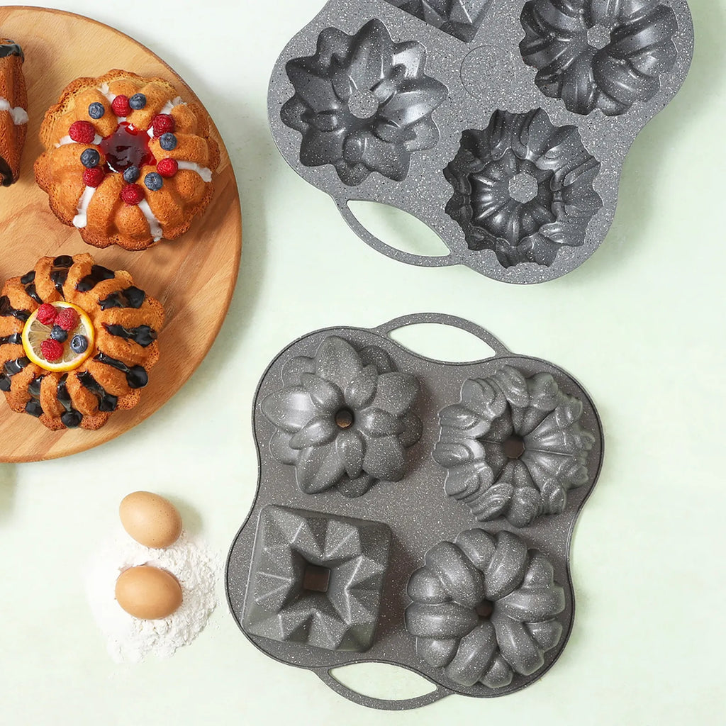 Moule à Gâteau Karaca Cake Pro en Fonte d'Aluminium Anthracite - Set de 4