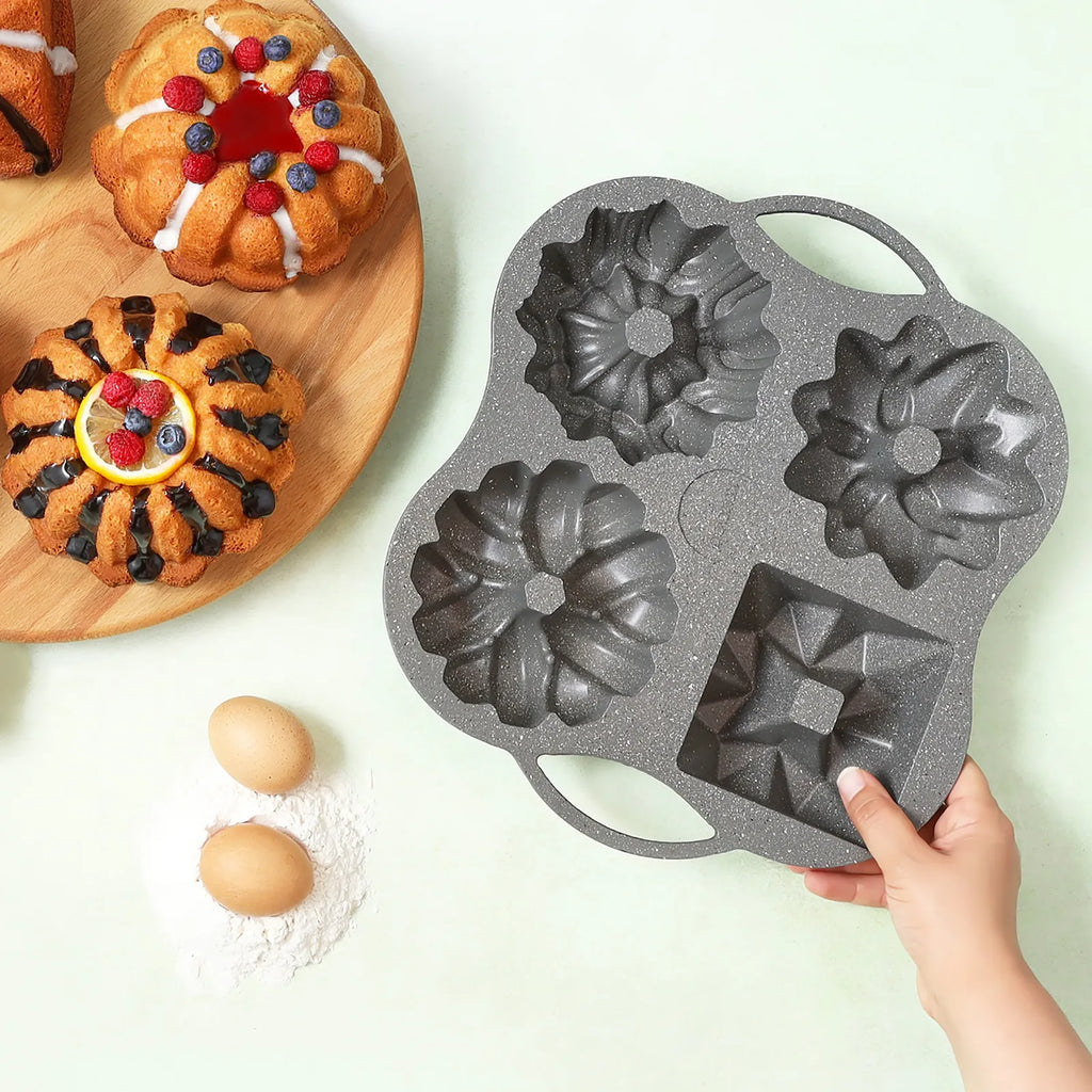 Moule à Gâteau Karaca Cake Pro en Fonte d'Aluminium Anthracite - Set de 4