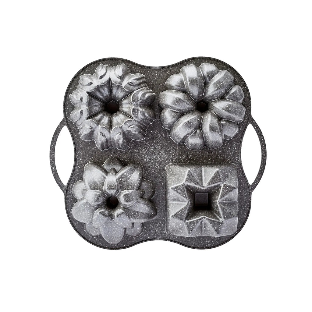 Moule à Gâteau Karaca Cake Pro en Fonte d'Aluminium Anthracite - Set de 4