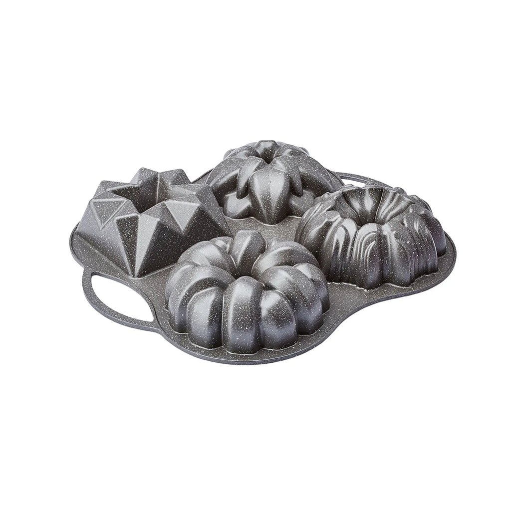 Moule à Gâteau Karaca Cake Pro en Fonte d'Aluminium Anthracite - Set de 4