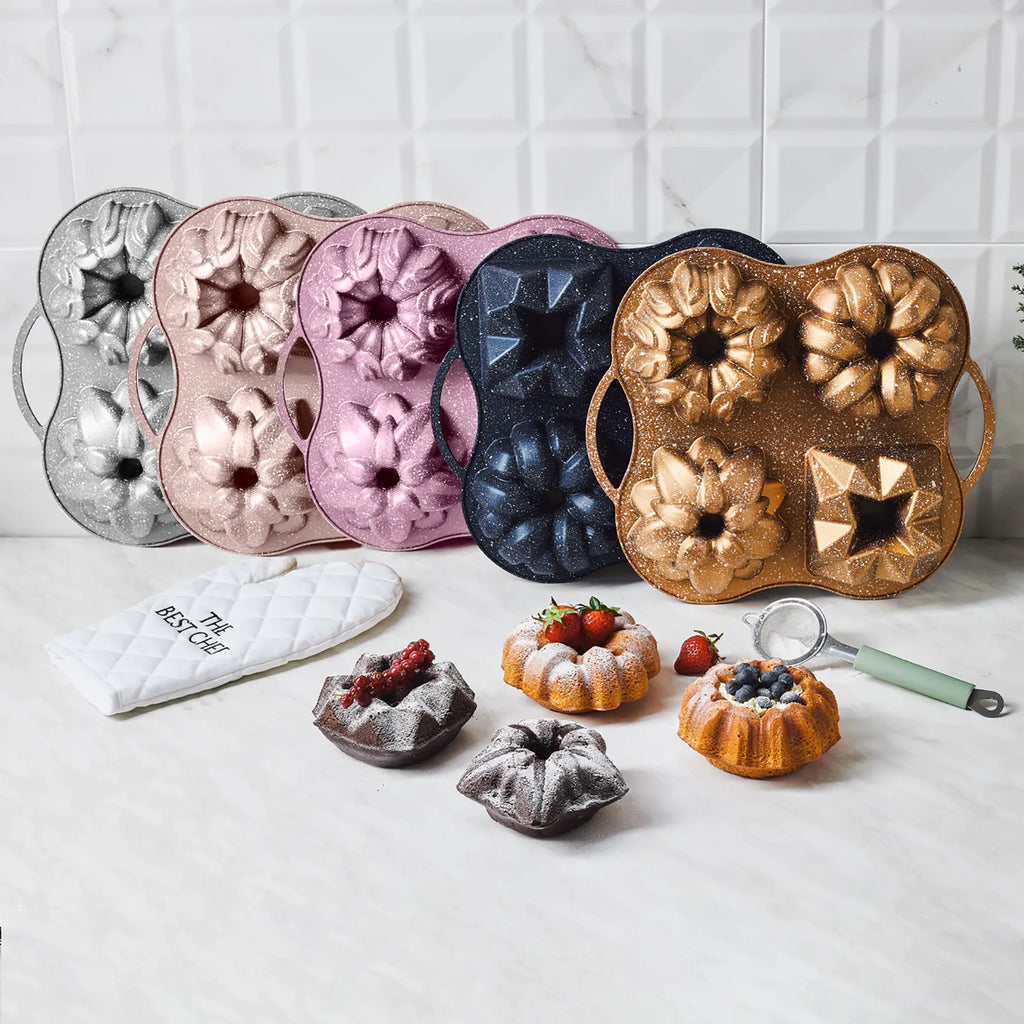 Moule à Gâteau Karaca Cake Pro en Fonte Rosegold - Set de 4