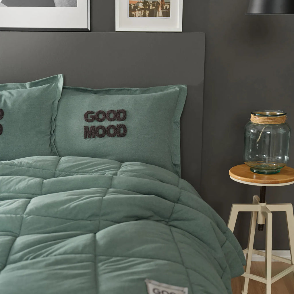 Karaca Home Motto Cotton Comfort Ensemble Lit Simple Pétrole
