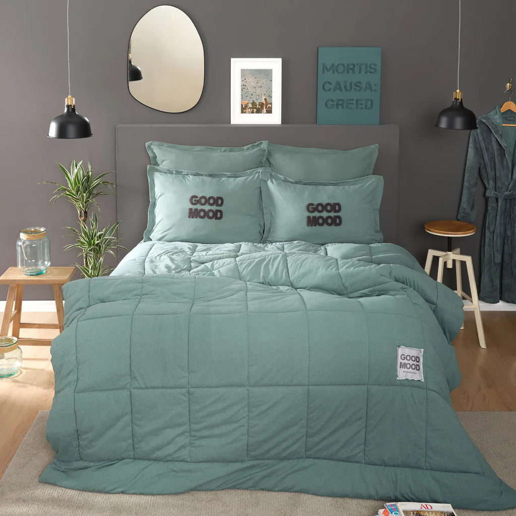 Karaca Home Motto Cotton Comfort Ensemble Lit Simple Pétrole