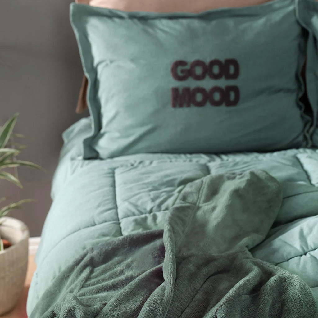 Ensemble de Lit Double Karaca Home Motto Cotton Comfort, Pétrole