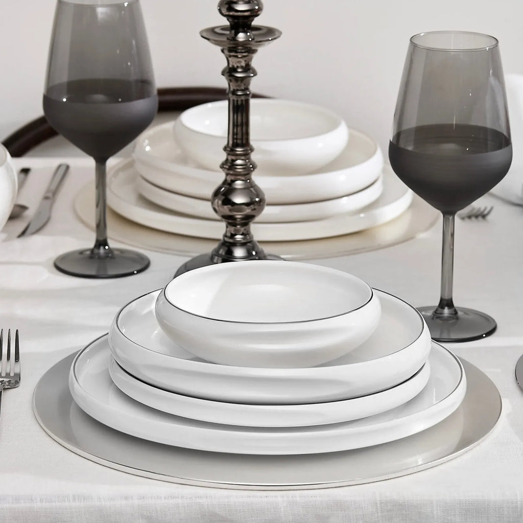 Karaca Red Carpet Collection Service de table Streamline Sunset pour 12 personnes, 59 pièces, platine