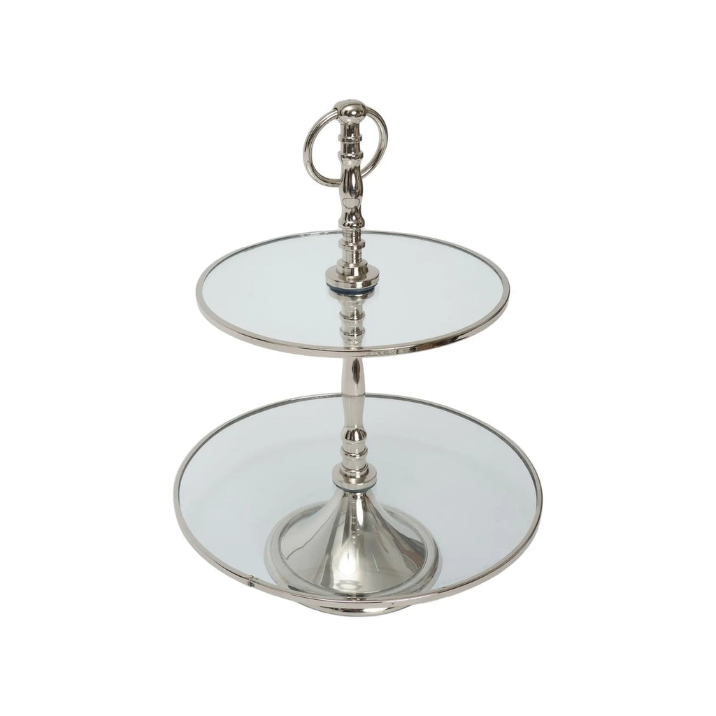 Présentoir à gâteaux décoratif Line à 2 niveaux, 25 cm, argenté