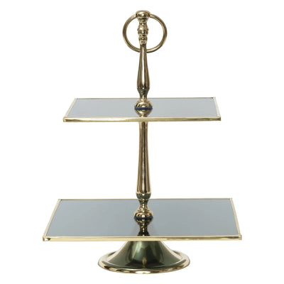 Présentoir â Gâteaux Line Décoratif À 2 Niveaux, 25 cm, doré