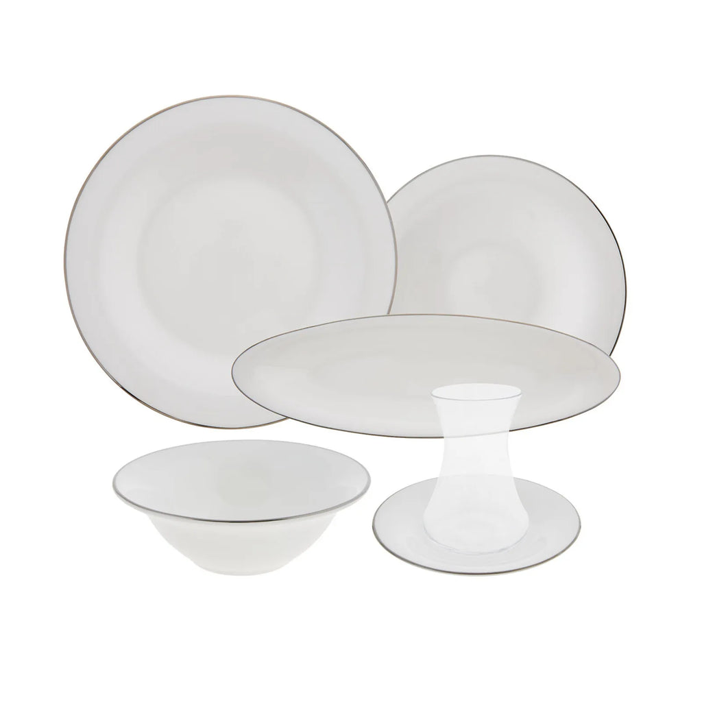 Set de Petit Déjeuner Karaca Fine Pearl New Fame pour 6 Personnes, 26 Pièces – Platine