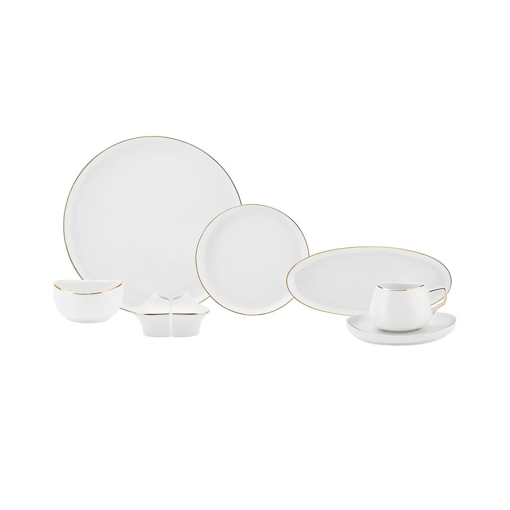 Service Petit Déjeuner Karaca Streamline Hole pour 6 personnes, 28 pièces, New Generation Bone, or