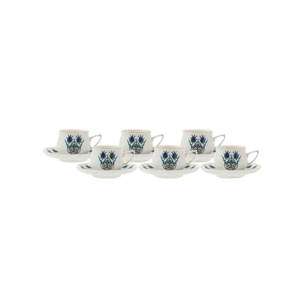Coffret de tasses à café Karaca İznik Nouveau Modèle pour 6 personnes, 100 ml