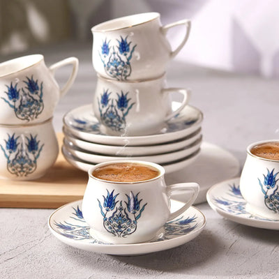 Coffret de tasses à café Karaca İznik Nouveau Modèle pour 6 personnes, 100 ml