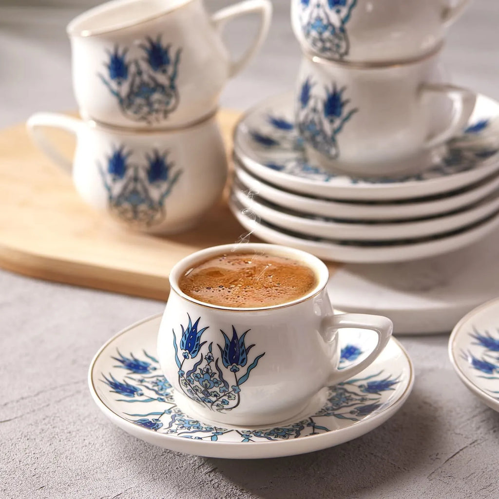 Coffret de tasses à café Karaca İznik Nouveau Modèle pour 6 personnes, 100 ml
