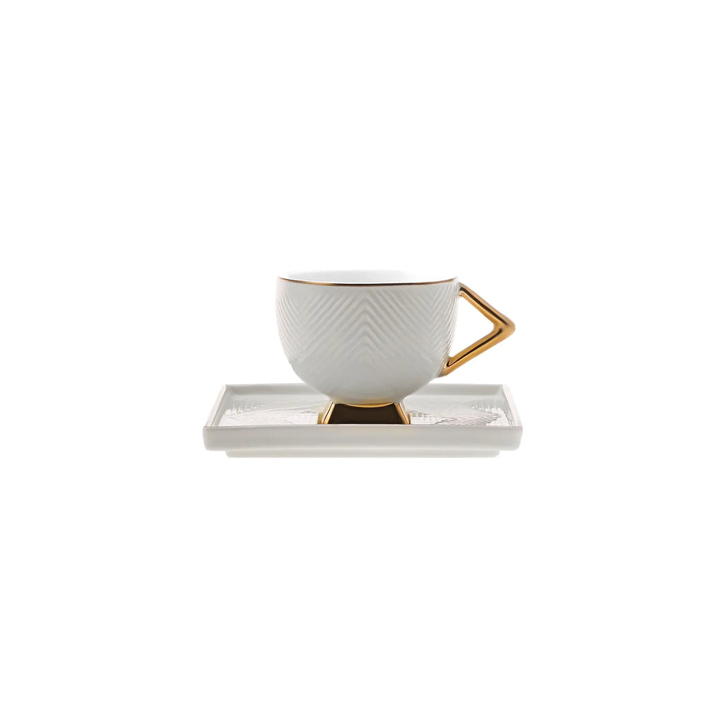 Coffret de tasses à café Karaca Art Deco pour 2 personnes, couleur crème, 90 ml
