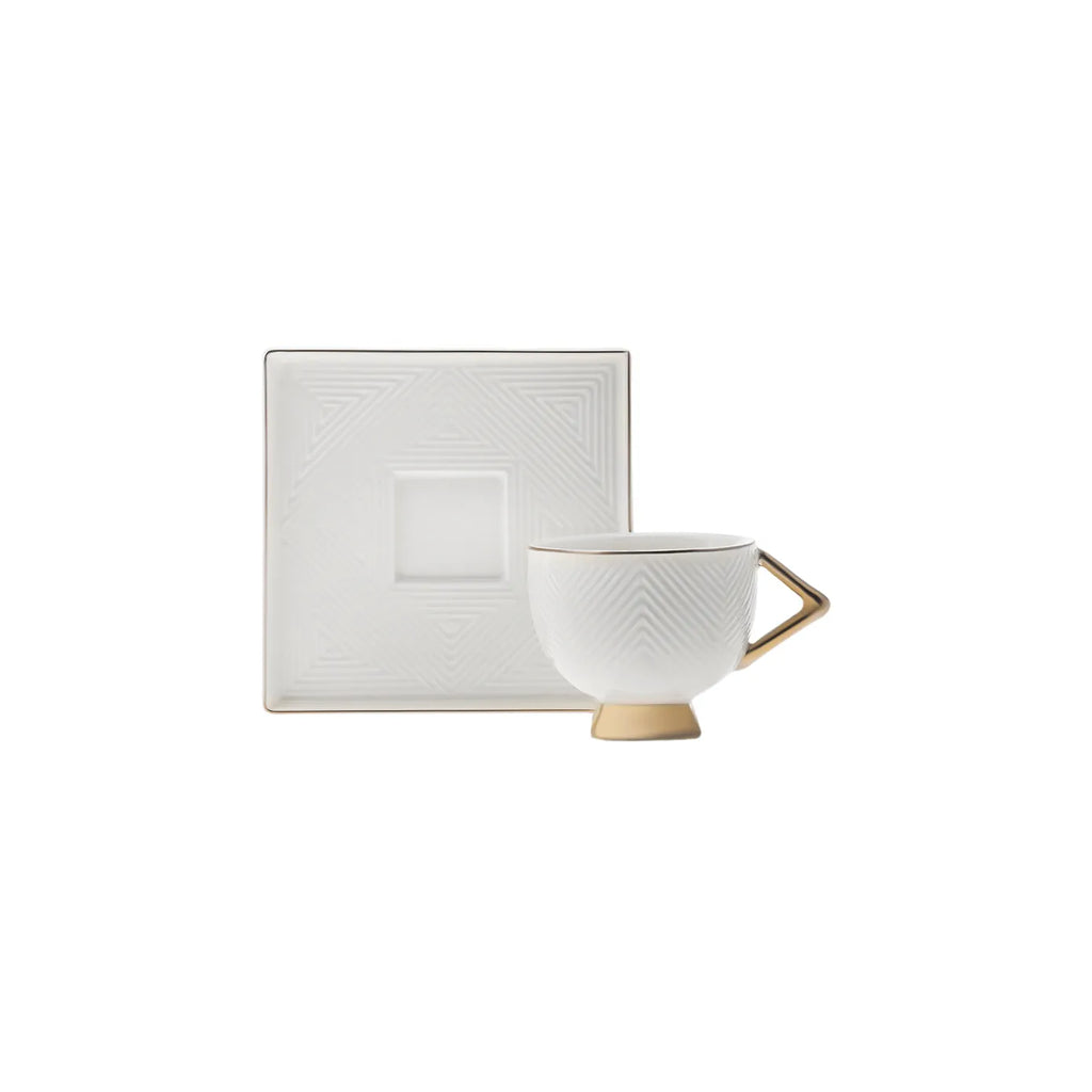 Coffret de tasses à café Karaca Art Deco pour 2 personnes, couleur crème, 90 ml