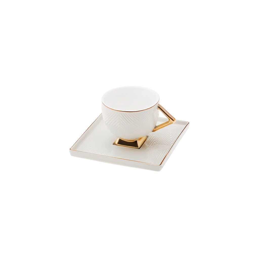 Coffret de tasses à café Karaca Art Deco pour 2 personnes, couleur crème, 90 ml