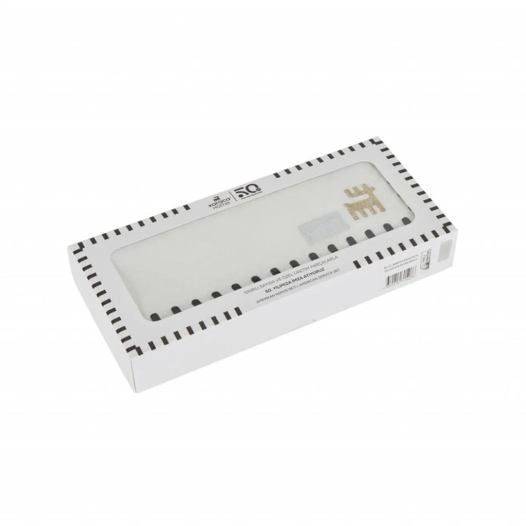 Napperon Karaca Home Collection Signature du 50e anniversaire, or blanc, rectangulaire