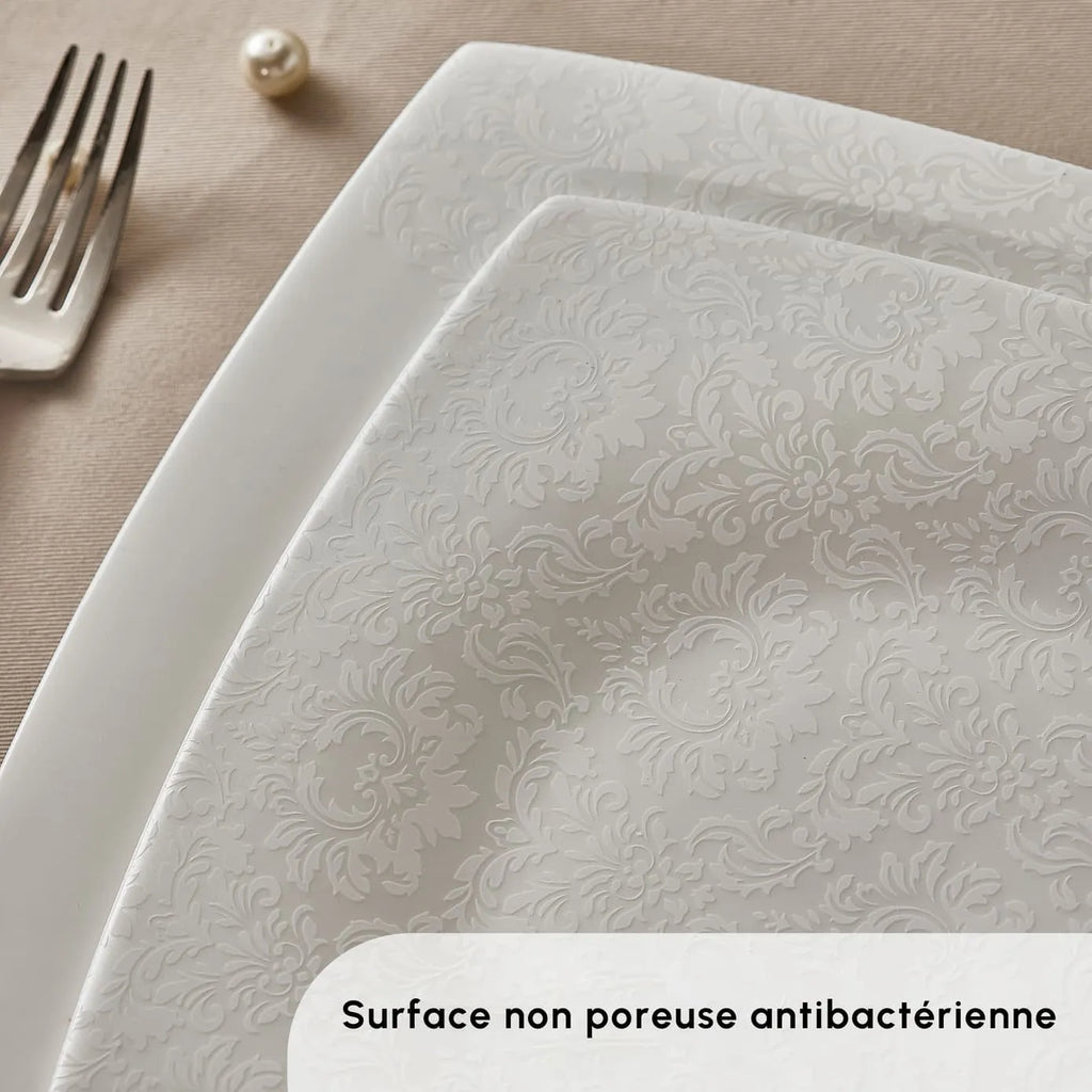 Karaca Fine Pearl Helen Service de Table Carré en Perle 58 Pièces pour 12 Personnes