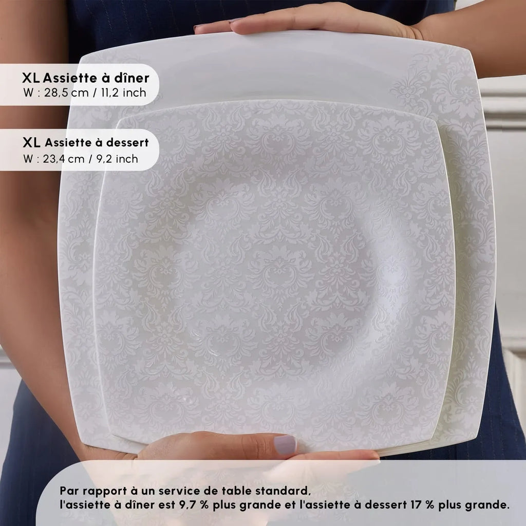 Karaca Fine Pearl Helen Service de Table Carré en Perle 58 Pièces pour 12 Personnes