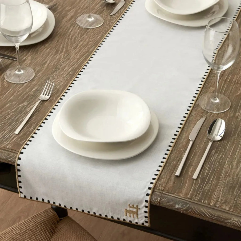 Napperon Karaca Home Collection Signature du 50e anniversaire, blanc or