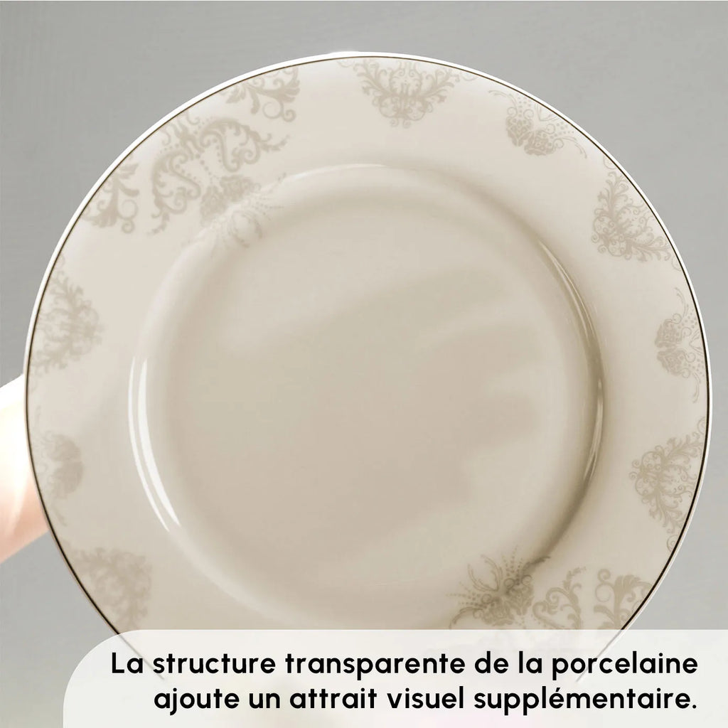 Service de table Karaca Siena pour 12 personnes, 56 pièces, New Generation Bone, avec bord doré