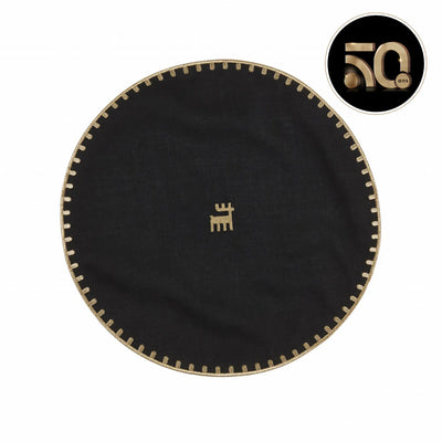 Napperon Karaca Home Collection Signature du 50e anniversaire, or noir, rond